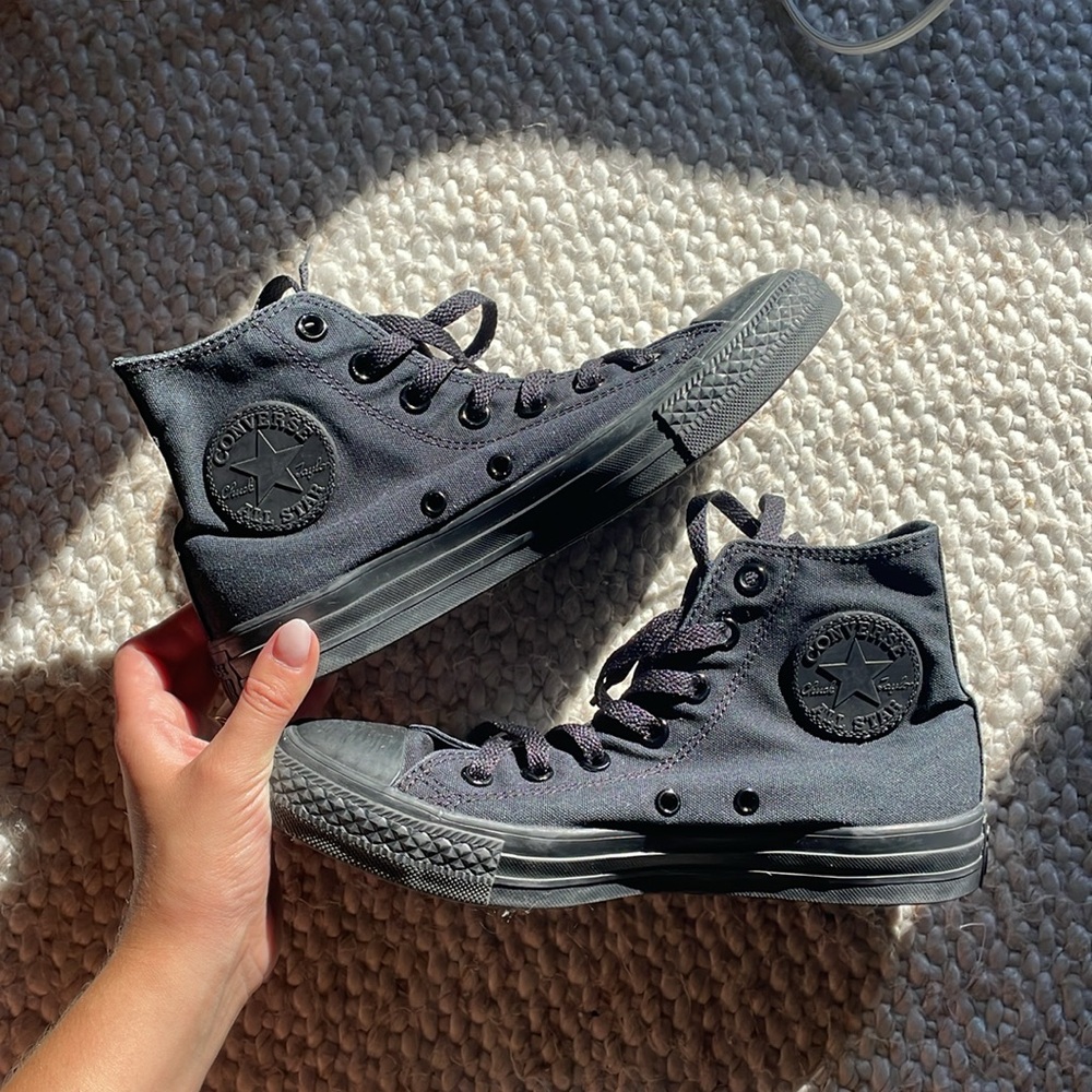 All Black High Top Converse Sneakers